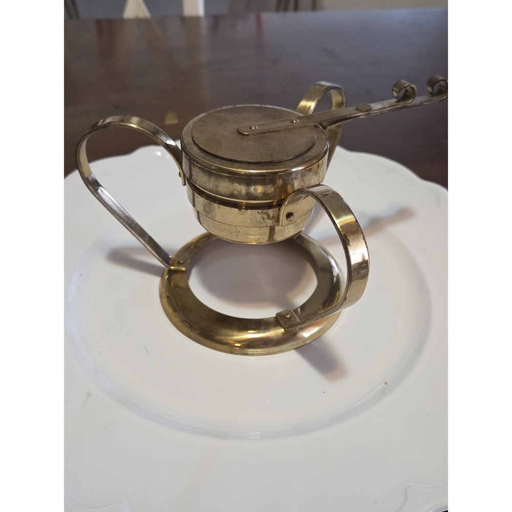 vintage Swiss-made brass sterno burner or warming chafing dish